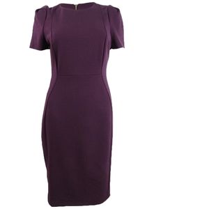 Calvin Klein Women's Seamed Scuba Crepe Sheath Dress (6 Aubergine)